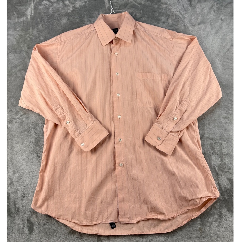 Ike Behar Button-down Shirt Mens XL Pinstripe Peach Long Sleeve EUC